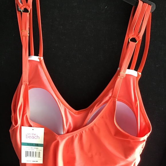 Triple strap Tankini in Coral sizes 12, 14, 16 - Picture 4 of 4